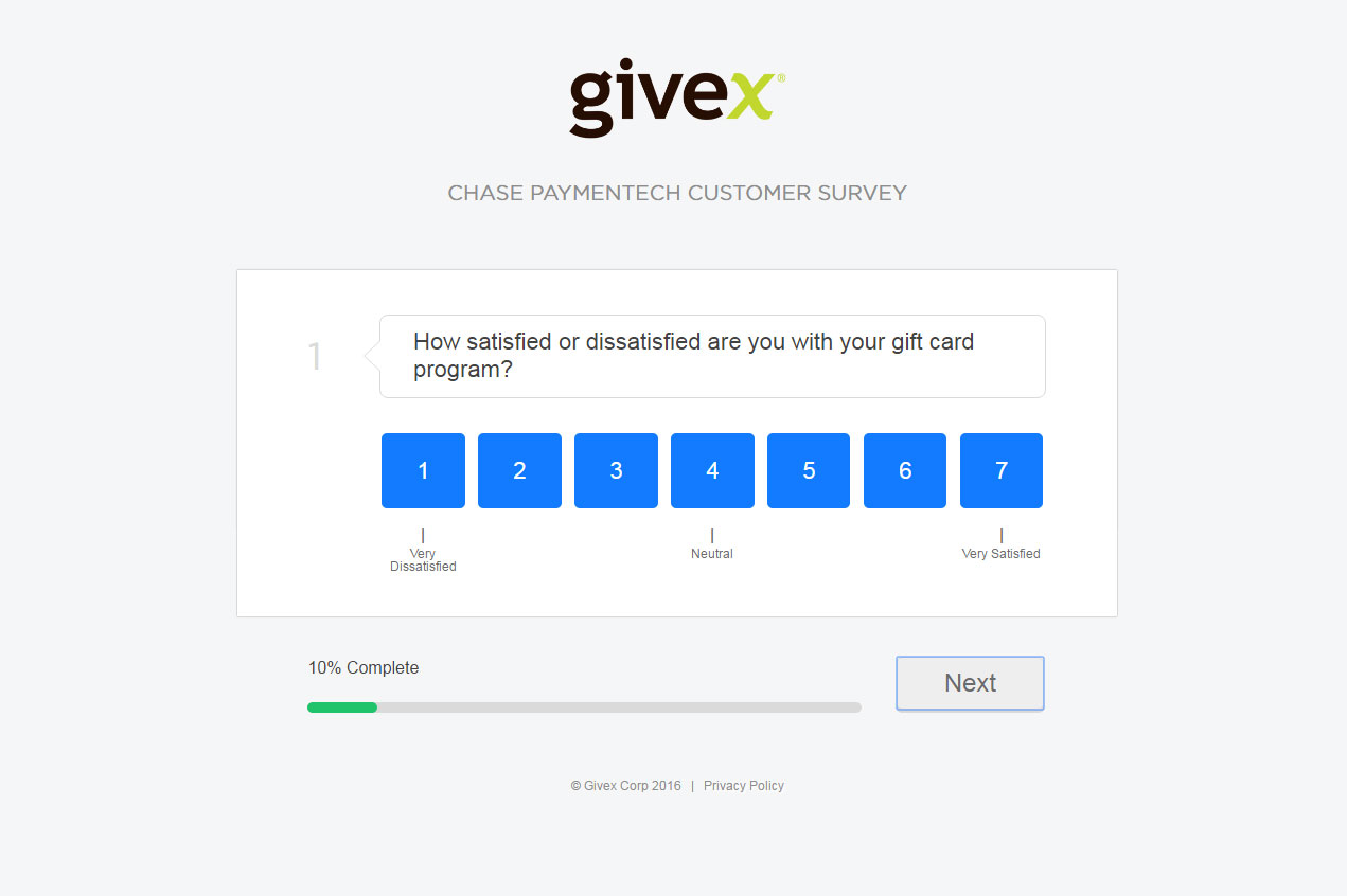 Screenshot of Chase Paymentech Survey website